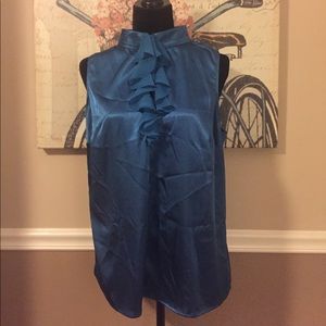 Sleeveless Teal Ruffled Blouse